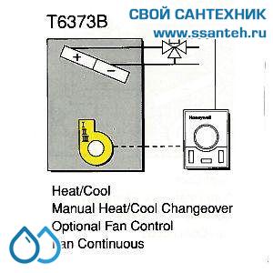 15748 HONEYWELL T6373B1064 Термостат для фэн-койлов 3-х ск., 10-30С, 230В, антисипатор, нагрев/охлаждение